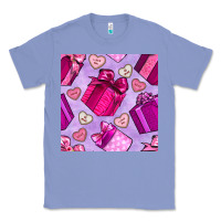 Colony Blue valentines day gift box and cookie seamless pattern Classic Tee - BundleAndBundleShop