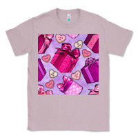 Lilac valentines day gift box and cookie seamless pattern Classic Tee - BundleAndBundleShop