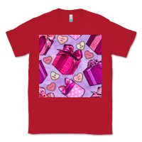 Red valentines day gift box and cookie seamless pattern Classic Tee - BundleAndBundleShop