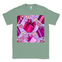 Sage valentines day gift box and cookie seamless pattern Classic Tee - BundleAndBundleShop