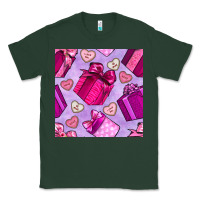 Sports Green valentines day gift box and cookie seamless pattern Classic Tee - BundleAndBundleShop