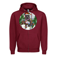 Burgundy Pitbull And Farm Zipper Hoodie - RanaPortraitStore