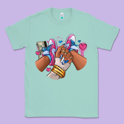 Pink And Blue Sneaker Girl Classic Tee Designed By Ranaportraitstore