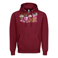 Burgundy cat coffee cups Zipper Hoodie - texasbilliewilder