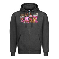 Charcoal Heather cat coffee cups Zipper Hoodie - texasbilliewilder