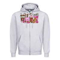 Heather Grey cat coffee cups Zipper Hoodie - texasbilliewilder