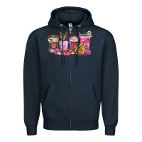 Navy cat coffee cups Zipper Hoodie - texasbilliewilder