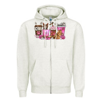 Oatmeal Heather cat coffee cups Zipper Hoodie - texasbilliewilder