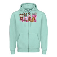 Seafoam cat coffee cups Zipper Hoodie - texasbilliewilder