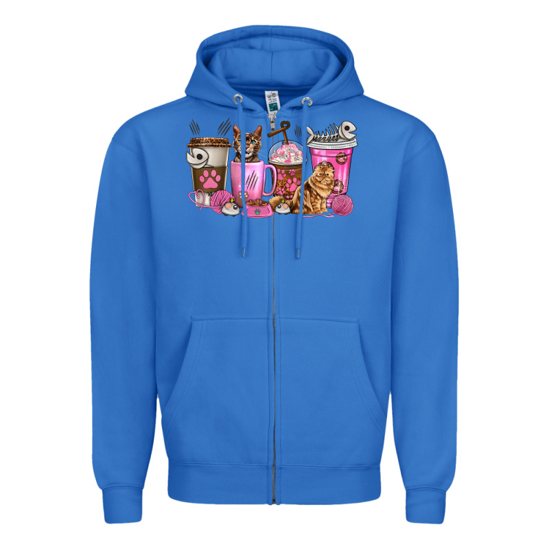 Cat Coffee Cups Zipper Hoodie by texasbilliewilder | Teevron