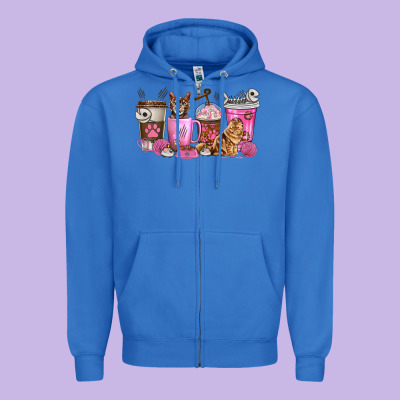 Zipper Hoodie cat coffee cups