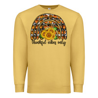 Antique Gold Thankful Vibes Only Premium Sweatshirt - CowhideDigitalArt