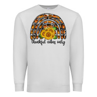 Dove Grey Thankful Vibes Only Premium Sweatshirt - CowhideDigitalArt