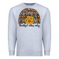 Heather Grey Thankful Vibes Only Premium Sweatshirt - CowhideDigitalArt
