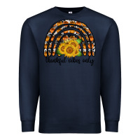 Navy Thankful Vibes Only Premium Sweatshirt - CowhideDigitalArt