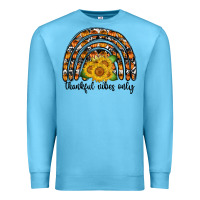 Ocean Blue Thankful Vibes Only Premium Sweatshirt - CowhideDigitalArt
