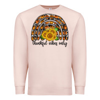 Pale Pink Thankful Vibes Only Premium Sweatshirt - CowhideDigitalArt