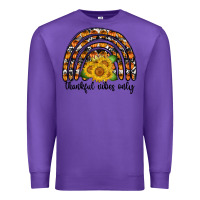 Purple Thankful Vibes Only Premium Sweatshirt - CowhideDigitalArt