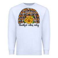 White Thankful Vibes Only Premium Sweatshirt - CowhideDigitalArt