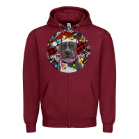 Burgundy Pitbull And Buffalo Plaid Zipper Hoodie - RanaPortraitStore