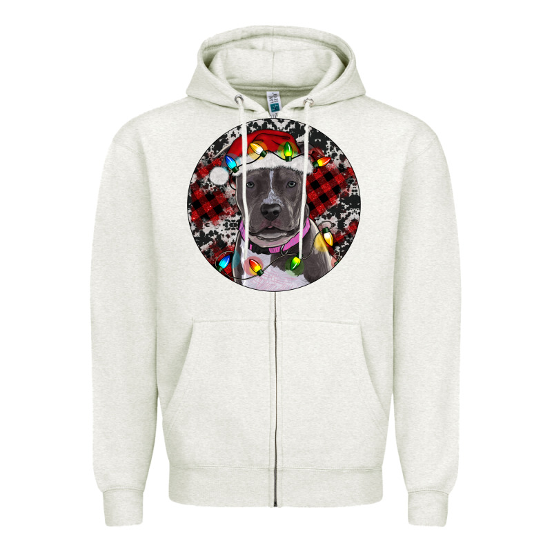 Pitbull And Buffalo Plaid Zipper Hoodie by RanaPortraitStore | Teevron
