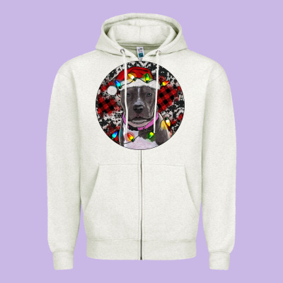 Zipper Hoodie Pitbull And Buffalo Plaid