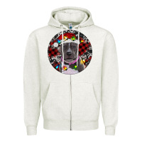 Oatmeal Heather Pitbull And Buffalo Plaid Zipper Hoodie - RanaPortraitStore