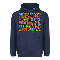 Navy Halloween Pumpkins Heavyweight Hoodie - texasbilliewilder