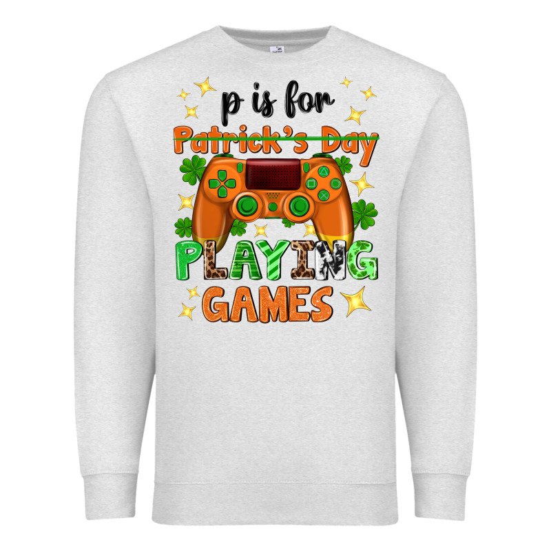 P Is Patrick's Day Playing Games Premium Sweatshirt by Neo Western | Teevron