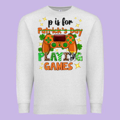 P Is Patrick's Day Playing Games Premium Sweatshirt Designed By Neo Western