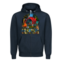 Navy camping Zipper Hoodie - texasbilliewilder