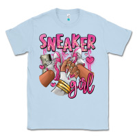Dusty Blue Pink and white sneaker girl Classic Tee - RanaPortraitStore
