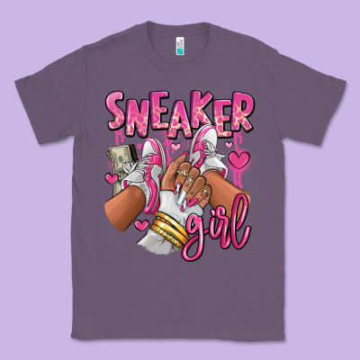 Pink And White Sneaker Girl Classic Tee Designed By Ranaportraitstore