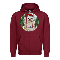 Burgundy Pomeranian And Farm Zipper Hoodie - RanaPortraitStore