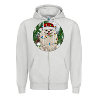 Dove Grey Pomeranian And Farm Zipper Hoodie - RanaPortraitStore