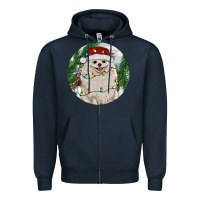 Navy Pomeranian And Farm Zipper Hoodie - RanaPortraitStore