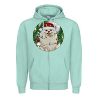 Seafoam Pomeranian And Farm Zipper Hoodie - RanaPortraitStore