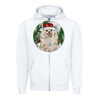 White Pomeranian And Farm Zipper Hoodie - RanaPortraitStore