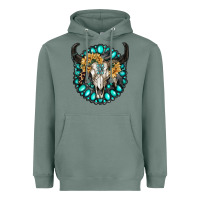 Sage gamestone with bull skull Heavyweight Hoodie - RanaPortraitStore