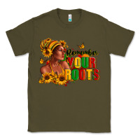 Army Green Remember your roots Afro American Classic Tee - RanaPortraitStore