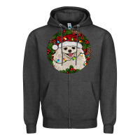 Charcoal Heather Christmas pomeranian Zipper Hoodie - RanaPortraitStore