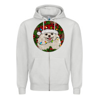Dove Grey Christmas pomeranian Zipper Hoodie - RanaPortraitStore