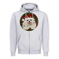 Heather Grey Christmas pomeranian Zipper Hoodie - RanaPortraitStore