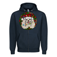 Navy Christmas pomeranian Zipper Hoodie - RanaPortraitStore