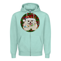 Seafoam Christmas pomeranian Zipper Hoodie - RanaPortraitStore