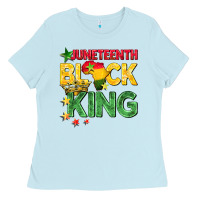 Baby Blue juneteenth black king Ladies Tee - BarkalooDesign