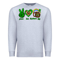 Heather Grey Peace love luck St. Patrick's Day Premium Sweatshirt - Neo Western