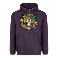 Plum bull skull with sunflower Heavyweight Hoodie - RanaPortraitStore