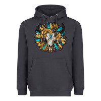 Smoke bull skull with sunflower Heavyweight Hoodie - RanaPortraitStore