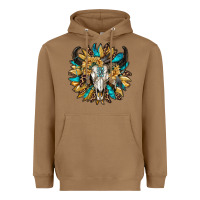 Toasted Coconut bull skull with sunflower Heavyweight Hoodie - RanaPortraitStore